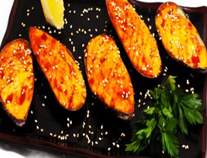 Запечённые мидии с сыром маасдам